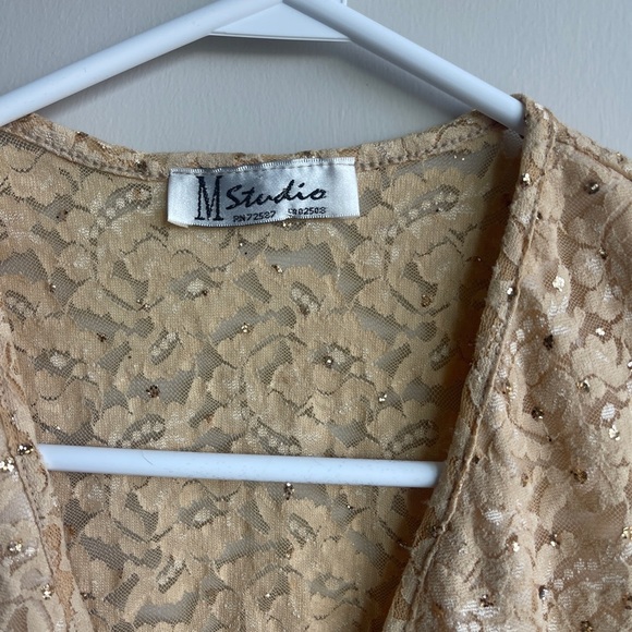 Vintage M Studio Lace Sleeveless Gold Top Medium - Picture 3 of 4